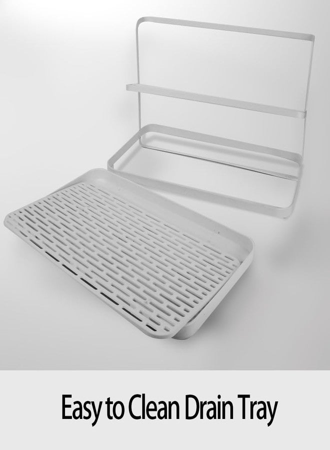 L-WASH Countertop Kitchen Bottle Drying Rack with Drain Tray, 12.4 x 7.09 inch Counter Organizer, for Insulated Water, Baby Bottles and More - White - Image 4